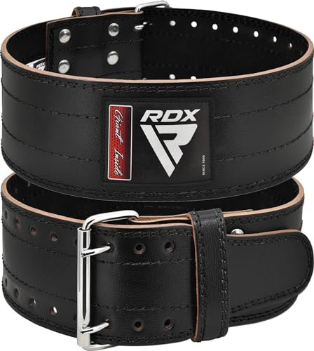 RDX 4” Gewichthebergürtel Leder, IPL USPA Genehmigt, 12 Verstellbar Löcher 6mm Trainingsgürtel Schnalle, Powerlifting Fitness Krafttraining Gürtel Bodybuilding, Gewichtheben Gepolstert