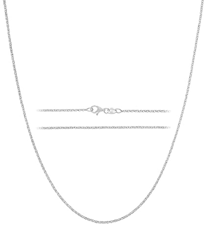 KISPER Solid 925 Sterling Silver Chain Necklace for Women Thin & Secure - Italian 1.6mm Diamond Cut Cable Link with Lobster Clasp - Made in Italy, 18 inches