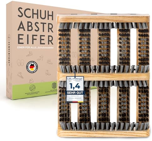 ZENVENTURE® Schuhabstreifer Weißdorn-Holz, 36x27x5 cm, rutschfest, Beige | Weißdorn-Holz mit Imprägnierschutz, feste Borsten 1,5 cm, Antirutsch-Profil, 36x27x5 cm, für außen und innen