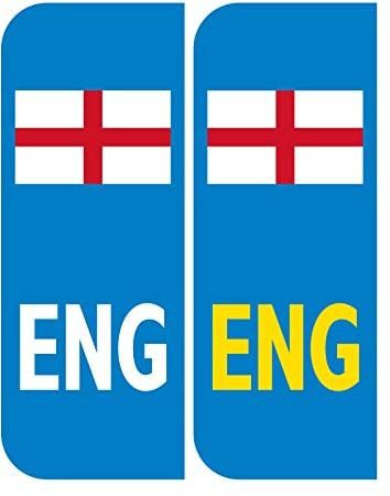 Chicbanners 2 x Road Legal UK Car Number plate Stickers - England English Flag Car Registration Number Plate Self-Adhesive Vinyl for Road Vehicle Car, Van, Lorry, Motorbike