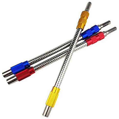 BOROCO Universal Flexible Connecting Link, 3pcs 200mm Universal Flexible Shaft Extension Screwdriver Shaft Flexible Drill Bit Metal Screwdriver Bit Holder Connect Link for Electric Drill