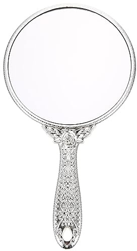 minkissy Retro Handspiegel Mit Rosen-Griff Tragbarer Kosmetikspiegel Für Frauen Kompakter Make-up Spiegel Für Zuhause Und Unterwegs