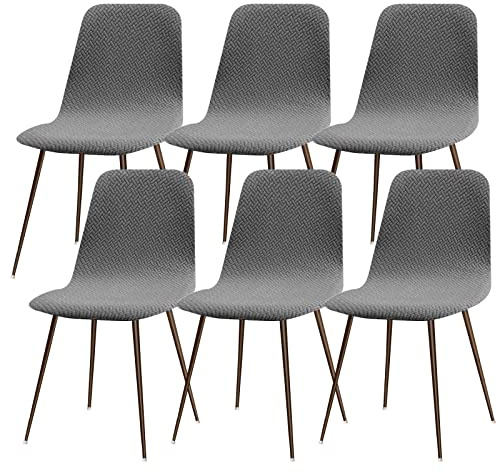 Lydevo Stuhlhussen 6er Esszimmer Strech Stuhlhussen für Esszimmerstühle Universal Waschbar Bezug Stuhlhussen Skandinavisch Stuhlüberzug für Küchenstühle Hotel Bankett,Diagonal#Grau