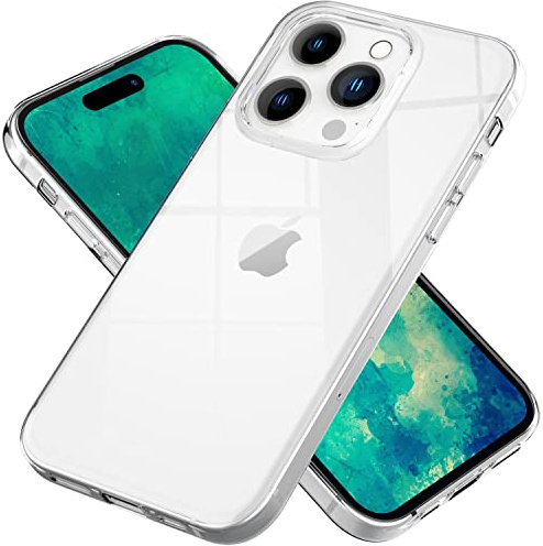 NALIA Transparente Silikonhülle für iPhone 14 Pro - rutschfest - Hülle | Micro-Dot Rückseite ohne Wasserflecken, Stoßabsorbierende Ecken, Griffiges TPU-Material, Präzise Tasten, GLAZE