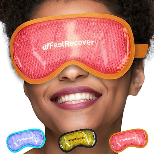 Masque Gel Yeux Chaud & Froid Réutilisable (21x11 cm) - Masque Froid Yeux Anti-Cernes - Poche de Glace Yeux avec Perles Gel pour Migraine, Mal de Tête, Yeux Secs et Rouges