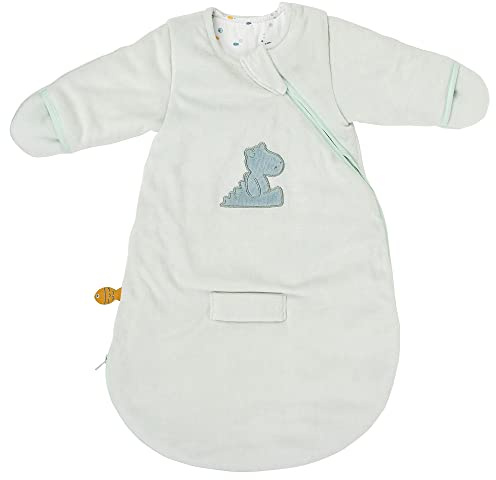 Nattou Babyschlafsack für Herbst und Winter aus Baumwolle und Polyester, Mit Fäustlingen, TOG 2.5, Ca. 60 cm, 0-3 Monate, Romeo, Jules und Sally, Hellblau