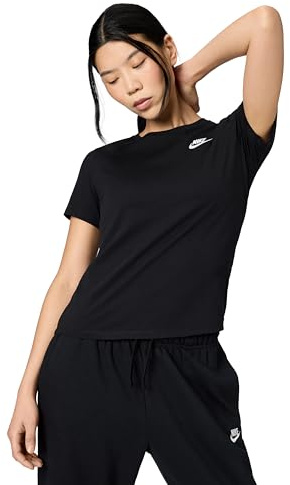 Nike Women's Sportswear Club Essentials T-Shirt, Black/White, X-Large