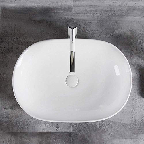 Lavabo da Bagno Lavabo da Bagno Lavabo in Ceramica Home Lavabo da Appoggio Lavabo da Appoggio Curvo in Ceramica per Bagno Lavabo (Color : White, Size : 60x40x15cm) Double the comfort
