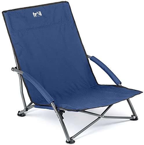 Trail Sisken Low Folding Beach Chair, Navy Blue