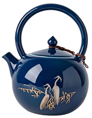 RUVOO Theiere Fonte Théière en Fonte Théière Japonaise Théière en céramique à Motif d'aigrette de 230 ML Théière en Porcelaine Chinoise pour la Maison et Le Bureau Theiere Japonaise