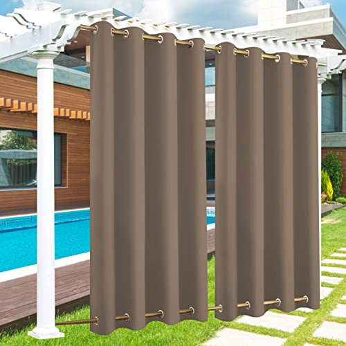 LZXSXZ Outdoor Vorhang Wasserdicht 1 Stück, Outdoor Vorhang mit Ösen Oben und Unten, 24 Farben Outdoor Vorhang Wasserdicht Wetterfest Blickdicht für Veranda, Pergola, Laube, B254xH241CM