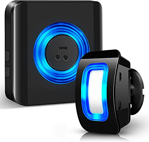 Détecteur de Mouvement - Sonnette de Magasin Alarme Detecteur Exterieur Sonnette sans Fil - Satisure, 58 Sonneries Ensemble d'alarme d'allée avec Affichage