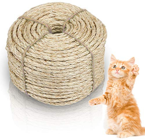Sonnewelt Sisalseil Kratzbaum Seil 6mm Sisalseil für Katzen Kratzbaum Zubehör Kratzseil Haushalt DIY Sisal Seil, 50m