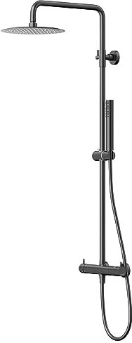 KOLMAN Badezimmer Duschset Schwarz LUGO Duschsäule Brausegarnitur mit Duschmischer