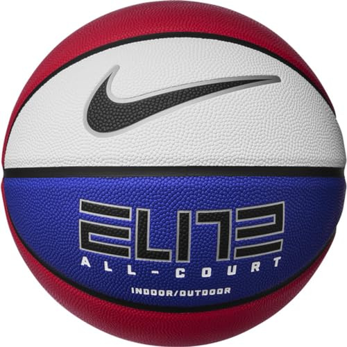 Nike Elite All Court Basketball 8P 2.0 – Indoor Outdoor Basketball Ball – Performance Basketball – Deflated geliefert, Gym Red/Deep Royal Blue/Metallic Silver/Black, 7