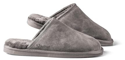 Fellhof Lammfell Pantoffel KOMFORT für Herren grau Gr. 44