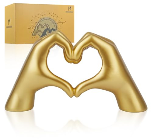 maozyiltle Goldfarbene Herz-Handstatue, Gestendekoration, Fingerskulptur für Hochzeitsdekoration, Heimdekoration, kleines Ornament auf Couchtisch, Büro und Schlafzimmer (Gold)