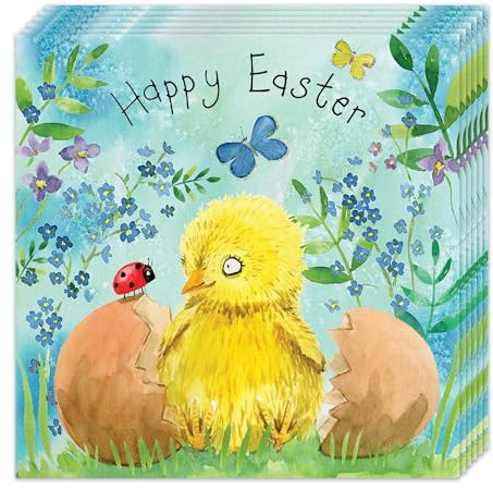 Twizler Osterkarten 10 Stück - Osterküken Design - Süße Osterkarten Multipack - 10 Stück Osterkarten - Frohe Ostern Karten