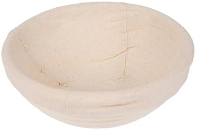 Jarsense Bread Proofing Basket Round Banneton Brotform Bread Dough Proofing Rising Rattan Handmade Basket with Liner for Home Bakers Baking - 23x8.5cm