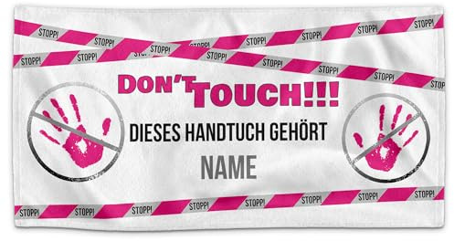 Print Royal PR Personalisiertes Handtuch - Dont' Touch, Dieses Handtuch gehört - mit Name Bedrucken | Badetuch selbst gestalten, Persönliches Fotogeschenk mit Spruch für Frauen, 140 x 70 cm