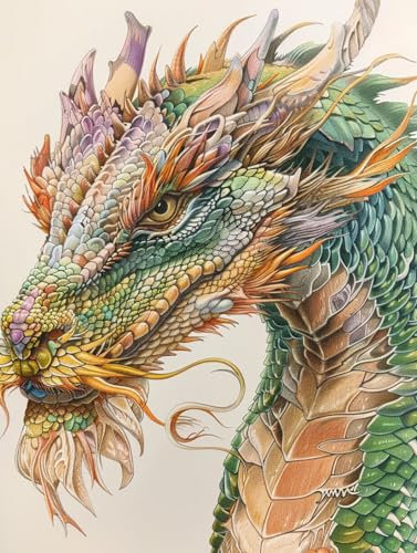 AMBATTERY Knüpfteppich Set Fantasie Orientalischer Drache Knüpfen Set Teppich Knüpfteppich Set Groß Latch Hook Kit Für Erwachsene, Knüpfen Teppich Knüpfpackung Für Home Decor 35x46in