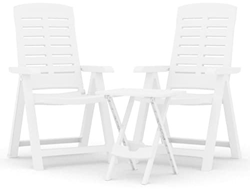 KTHLBRH 3-TLG. Garten-Essgruppe Weiß Polypropylen Terrassenmöbel-Sets Outdoor-Möbel-Sets Gartenmöbel-Sets für Gärten, Terrassen und Balkone