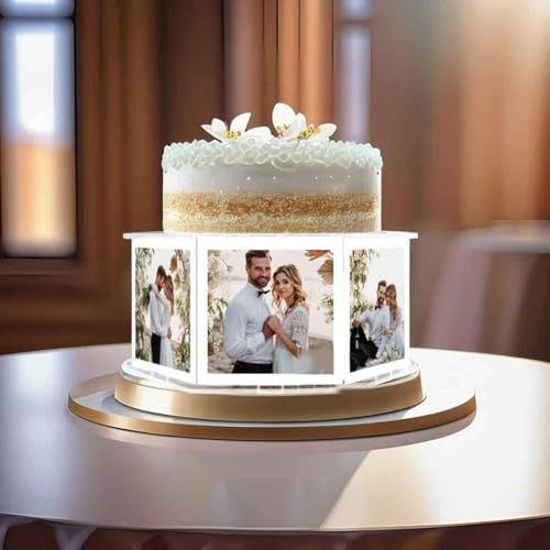 PLGEBR Présentoir à gâteau transparent à remplir, support de gâteau hexagonal en acrylique transparent, support de gâteau photo à faire soi-même, séparateur de gâteau en acrylique pour anniversaires