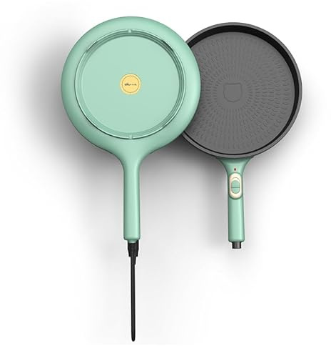 Generic Electric Double Sided Crepe/Pancake Grill Pan, Eletric Griddle, Electric Baking Pan, Waffle Maker, Detachable Pan, Multifuntional Pan, 11.8 Glass Cover, Non-stick, small, Green, DBC-D15G2