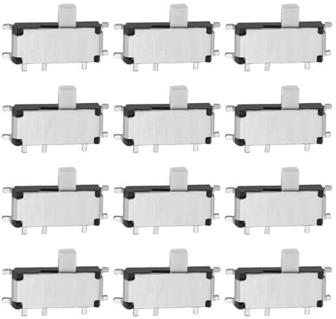 EMSea 40Pcs MSK12C01 Interruptor de palanca de 1,5 H con cabezal blanco horizontal, interruptor deslizante de 7 pines, interruptor de fuente de alimentación para placa de circuito PCB de MP3