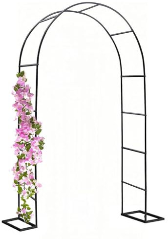 Metall-Gartenlaube, Spalier, breit, 120 cm, 140 cm, 160 cm, 180 cm, 200 cm, 240 cm, 280 cm, 350 cm, Hochzeitsbogen, schwarze Pergola-Laube für Kletterpflanzen, Weinreben, Rosenbögen(280x220x40CM/9.2x7
