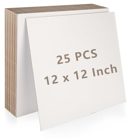 WOPPLXY 25 Pcs Book Board, Binders Board Chipboard Designer Bookboard, Heavy Duty Chipboard Sheets Bookbinding Supplies for Book Binding Materials Cover (White, 12 x 12 Inch 80PT)