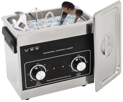 Ultrasonic Cleaner, Stainless Steel Ultrasonic Cleaning Machine with Heater, Professional Ultrasonic Parts Cleaner Ultrasound Cleaning Machine (3.2L)