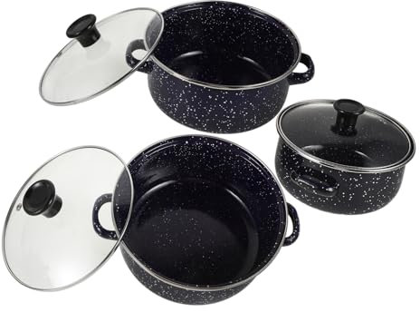 KICHOUSE Küchentöpfe Aus Emaille Suppentopf Doppelgriff Kleine Töpfe Zum Kochen Emaille-topf Für Eintöpfe Und Suppen Langlebiges Kochgeschirr Für Heimische Küche