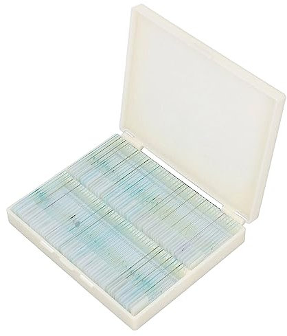 NYCBZ Objektträger, 100 Stück Objektträger mit mattiertem, rundem, klarem, Lehrmaterial, Aufbewahrungsbox for das biologische Wissenschaftslabor, Objektträger