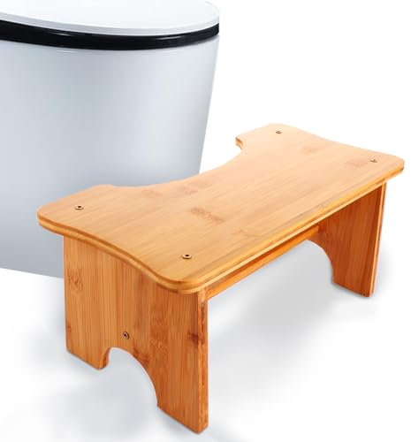 ASelected Toilettenhocker Kackhocker 30 x 19 x 17 cm Toilettenfußpedal aus Holz Squatty Potty Tragbarer Kurzer Hocker (Holzfarbe)