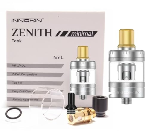 For Zenith Minimal Tank 4 ml φ24 mm In-nokin (SS) Riempimento superiore Atomizzatore Adatta Resistenze Z Coil 0,3Ω/0,8Ω MTL RDL per Kit EZ Tube Pen Mod CoolFire Z60 Kit Vape Originale- No Nicotine