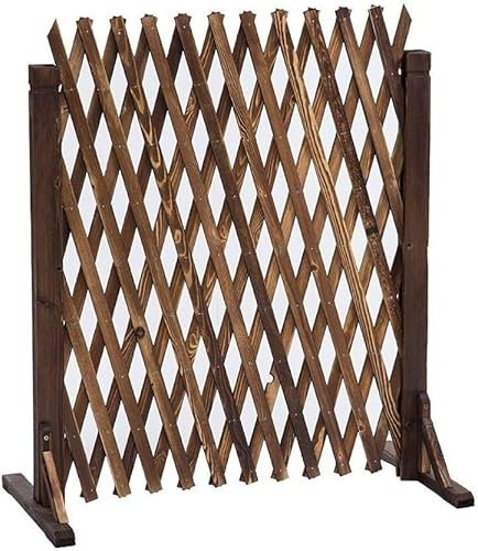 Valla Decorativa De Jardín, Valla De Madera, Rejilla Decorativa, Barandilla Telescópica, Valla De Jardín Exterior, Valla para Mascotas (Tamaño: 75 Cm De Ancho), Escalable (Color: Marrón, Tamaño: 85