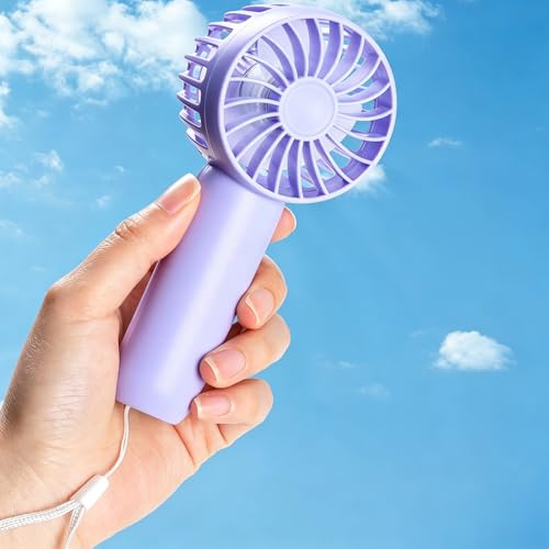 Hianjoo Handventilator, Mini Tragbarer Ventilator, Wiederaufladbar USB Ventilator Leise, Klein Taschenventilator mit [Hängendes Seil] [3 Geschwindigkeit] [2000mAh]