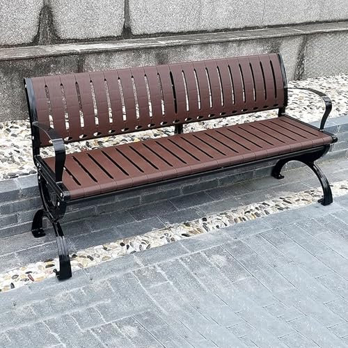 YCYHXJB Gartenbank Wetterfest, Sitzbank mit Ergonomischer Lehne und Armlehne, Holzbank für Balkon, Pool, Veranda, Terrasse, Tragkraft 500 kg(150x68x40cm/59x27x16in)