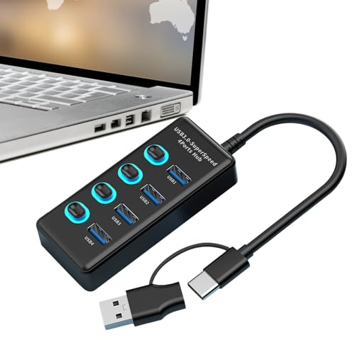 USB Hub for Laptop | Fast Charging USB Splitter Computer Adapter | Multifunctional Laptop Port Expander Multiport Charger for Mobile Phones Hard Disks Tablets