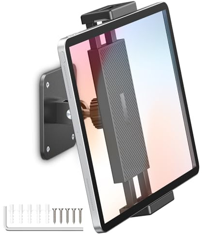 Urmust Support Mural en Aluminium pour Tablette iPad réglable à 360° Compatible avec iPad, iPhone, Galaxy, Tab, Kindle Fire HD, Switch Toutes Les tablettes et téléphones de 4,7 à 13
