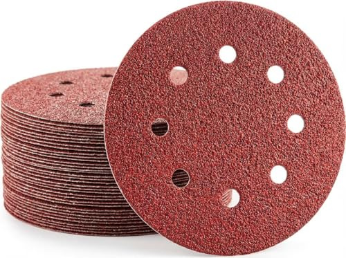 Discos de lija de 115 mm, grano 240, 30 unidades de papel de lija de 115 mm, con para lijadora orbital (8 agujeros)