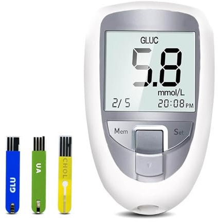 3 In 1 Tester Del Colesterolo Totale Dell'acido Urico Del Glucosio, Macchina Multifunzionale Del Monitoraggio Del Glucosio, Alta Macchina Della Prova Dello Zucchero Di Sangue, 25 Zucchero Di Sangue