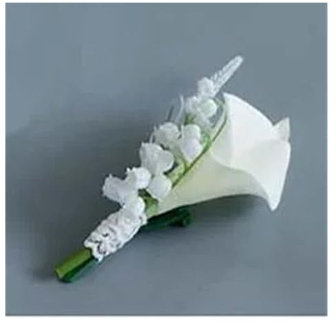 WHSDCZ Bouquet da sposa bianco, collezione da sposa, calle, mughetti, cascata, stile Flores(Boutonnieres)