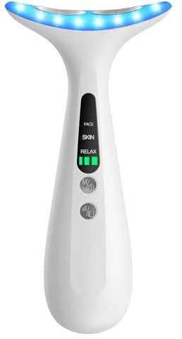 Facial and Neck Massager for Face, Neck - Skin Lifting & Firming - Wrinkle & Dark Circle Reducer - at Home Skin Care Face Sculpting Tool and Neck Massager-Milky White