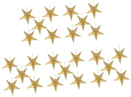 DIYEAH 25 Pezzi Paralume Stella in Carta Dorata per Decorazioni Sospensione Accessorio Lampada per Feste Matrimonio e Compleanni Compatibile con Luci Stringa e Fairy Lights