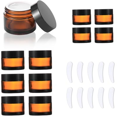 Over News Lot de 6 boîtes à crème de 50 ml + 4 x 20 ml, pots à pommade, verre ambré, pots en verre, pots à pommade, pots pour crème, petits bocaux avec couvercle, bocal d'apothicier, petites boîtes
