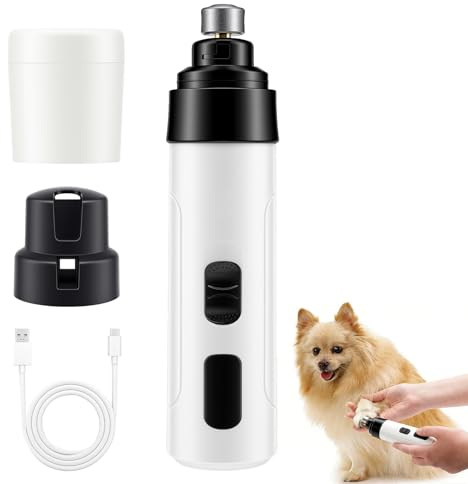 HASAIKA® Lime à Ongles Chien, Lime Ongle Griffes Chien Electrique, Réglable à Deux Vitesses, tonalité à Basse fréquence, Polissage en Douceur (Blanc)
