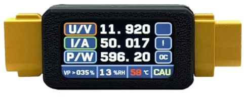 MoSundi Amperometro bidirezionale XT60 da 5-34 V 30 A con schermo a colori da 1,44 pollici per tester di carica/scarica della batteria RC, sovratensione 80A, shunt 1mΩ, compatibile con sistemi CC