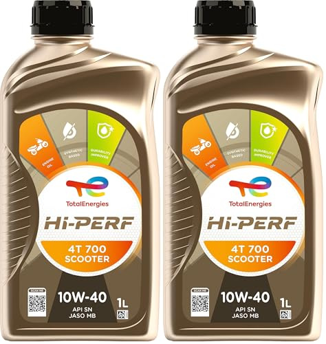 TotalEnergies Hi-Perf 4T 700 Scooter 10W-40, Huile moteur 4 temps, 1 litre (Lot de 2)
